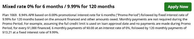 GreenSky Financing Mixed Rate 0% for 6 Months