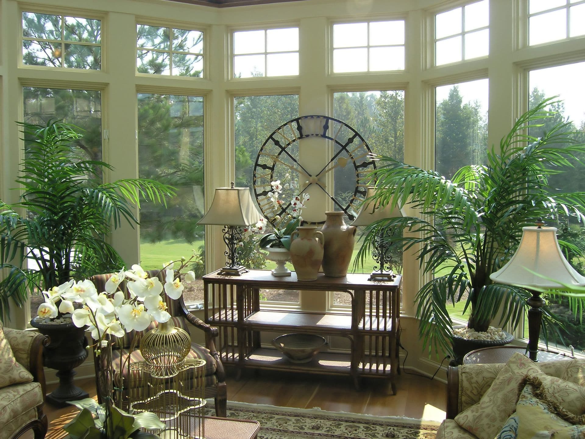 Luxury sun room designer model home interior