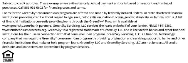 GreenSky Financing Subject to Credit Approval Info