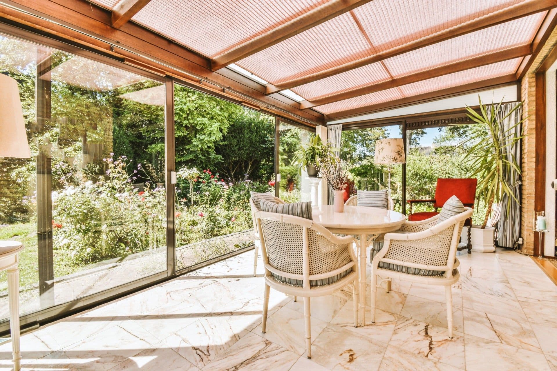 Neat patio with sitting area