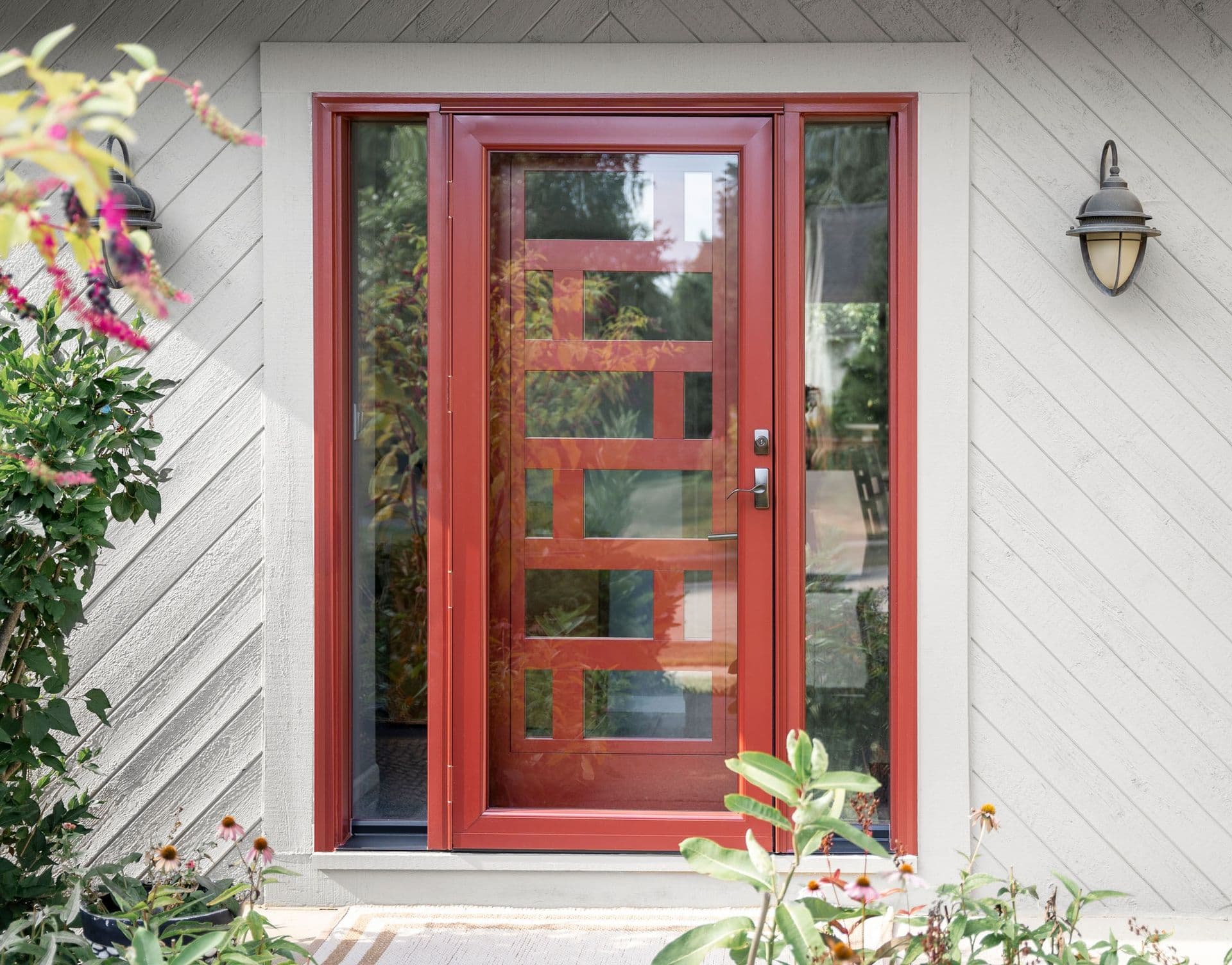 Full view mountain berry storm door
