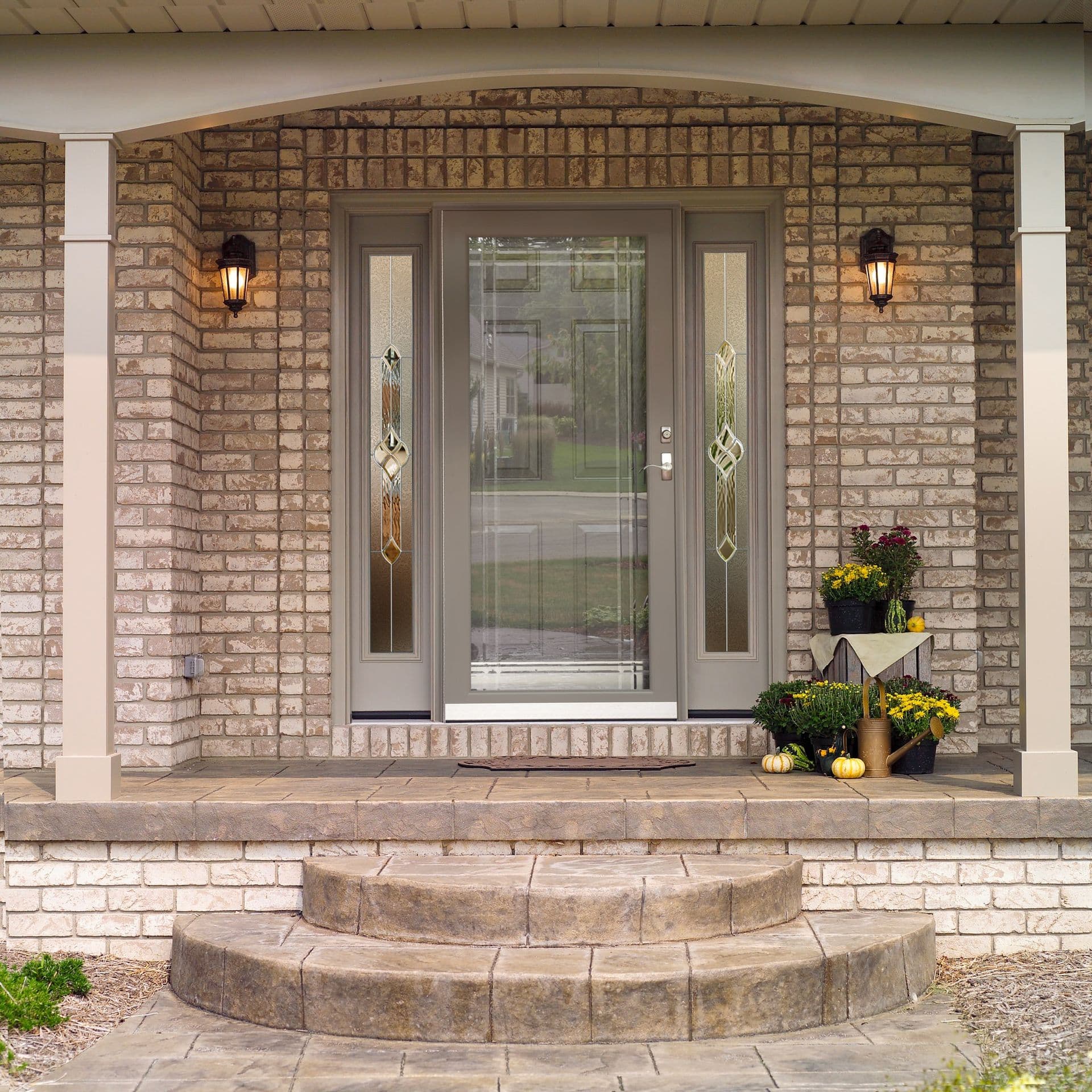 Full view sandstone storm door